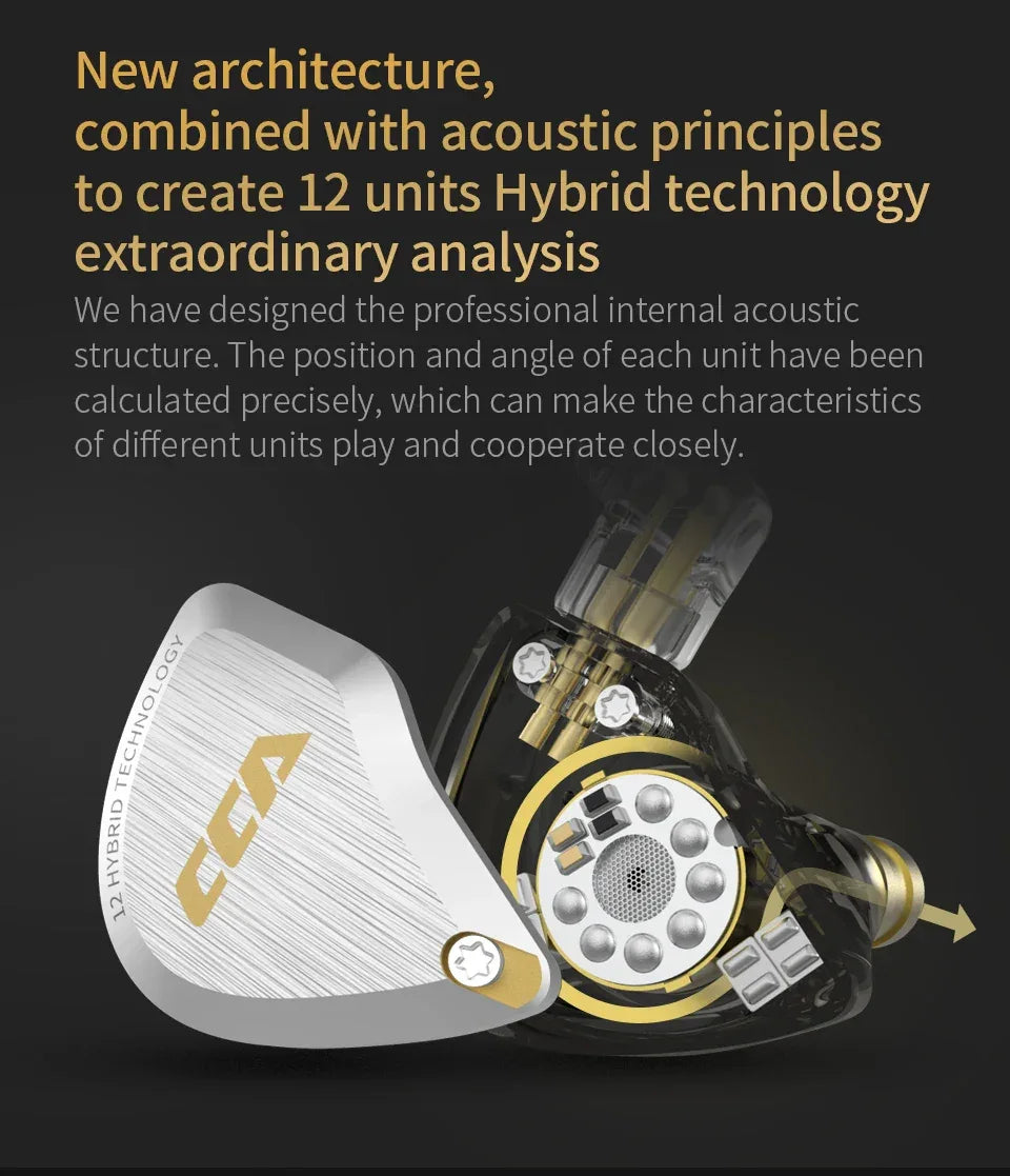 CCA C12 In-Ear Monitor Headphones - 12-Driver Hybrid HiFi by Tidesmit Tidesmit