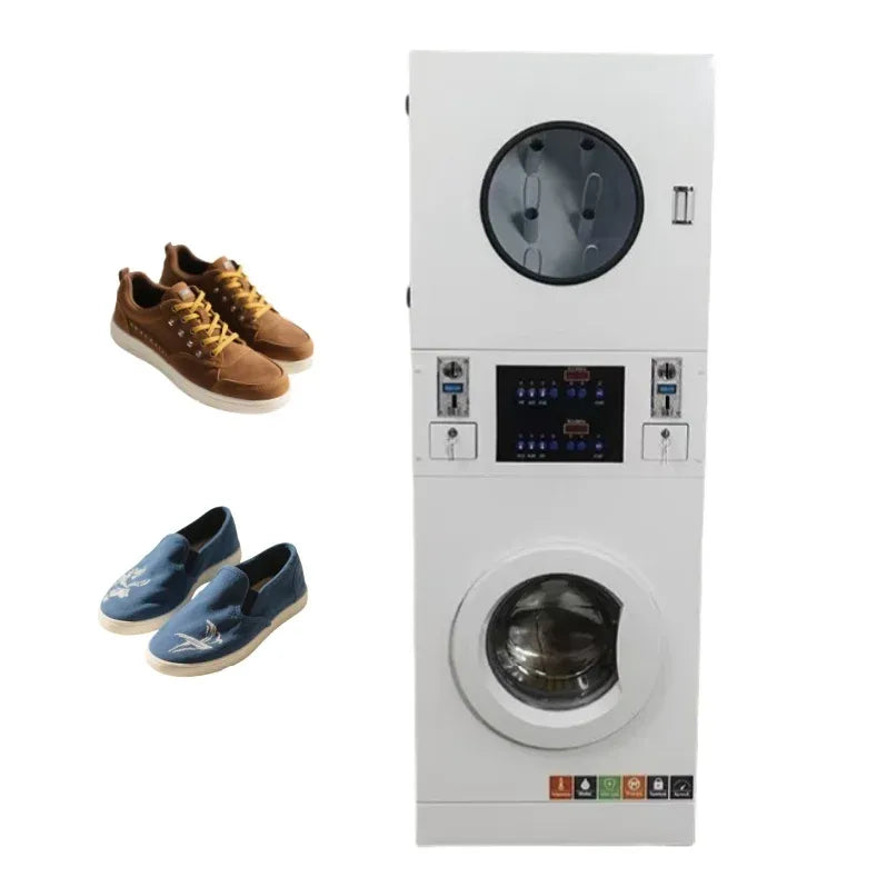 English Control Panel All in One Commercial Shoe Cleaning Sneaker Coin Operated Auto Stack Machine Washer and Dryer