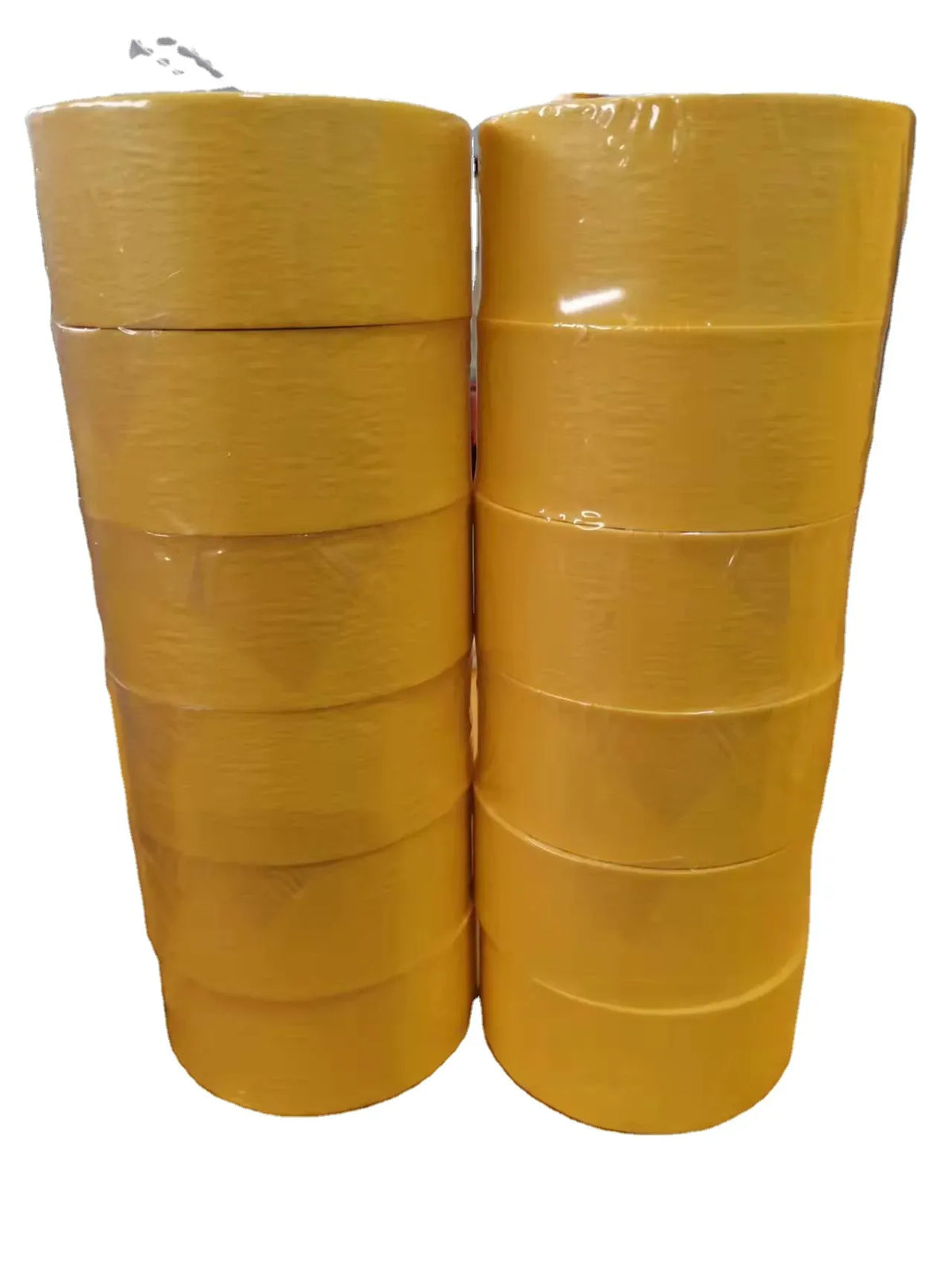 Yellow masking washi tape rolls, two stacked rolls