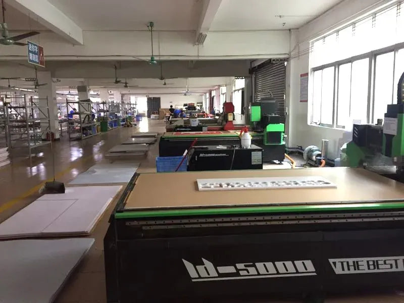 Factory printing station with machine beds and prepared sticker sheets