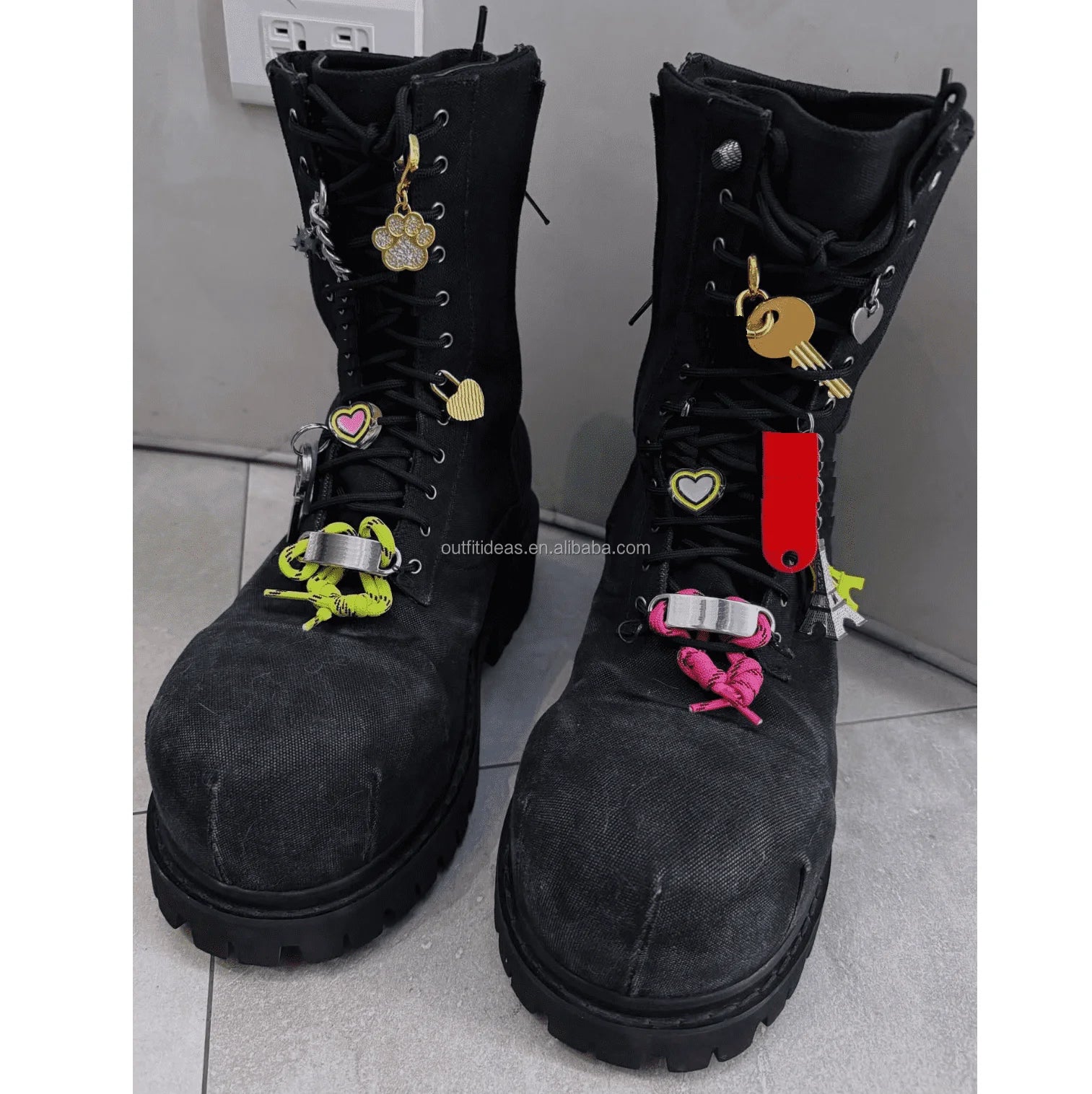 HYPEBEAST Extra Round Toe Distressed Lug Hypebeast Style Men Trendy Shoes Safety Boots Hype Men Charms Hummer Lace-up Bootie