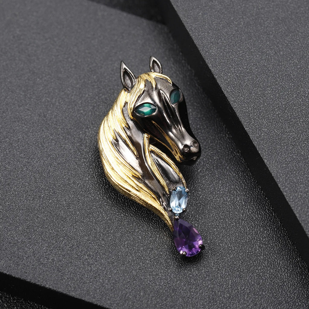TIANSHE Italy High-end Design Horse Brooch Pendant Necklace Fashion Personality S925 Pure Silver Jewelry Accessories