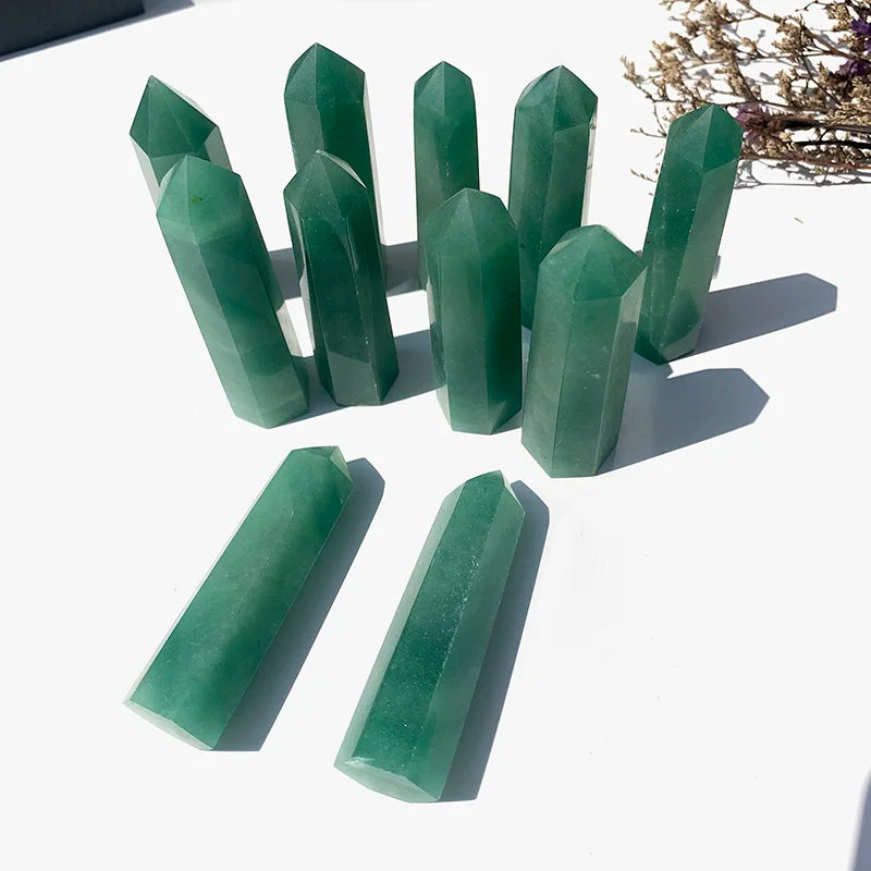 Wholesale Natural Green Aventurine Tower Point Carved Clear Quartz Healing Crystal for Art & Collectible Feng Shui