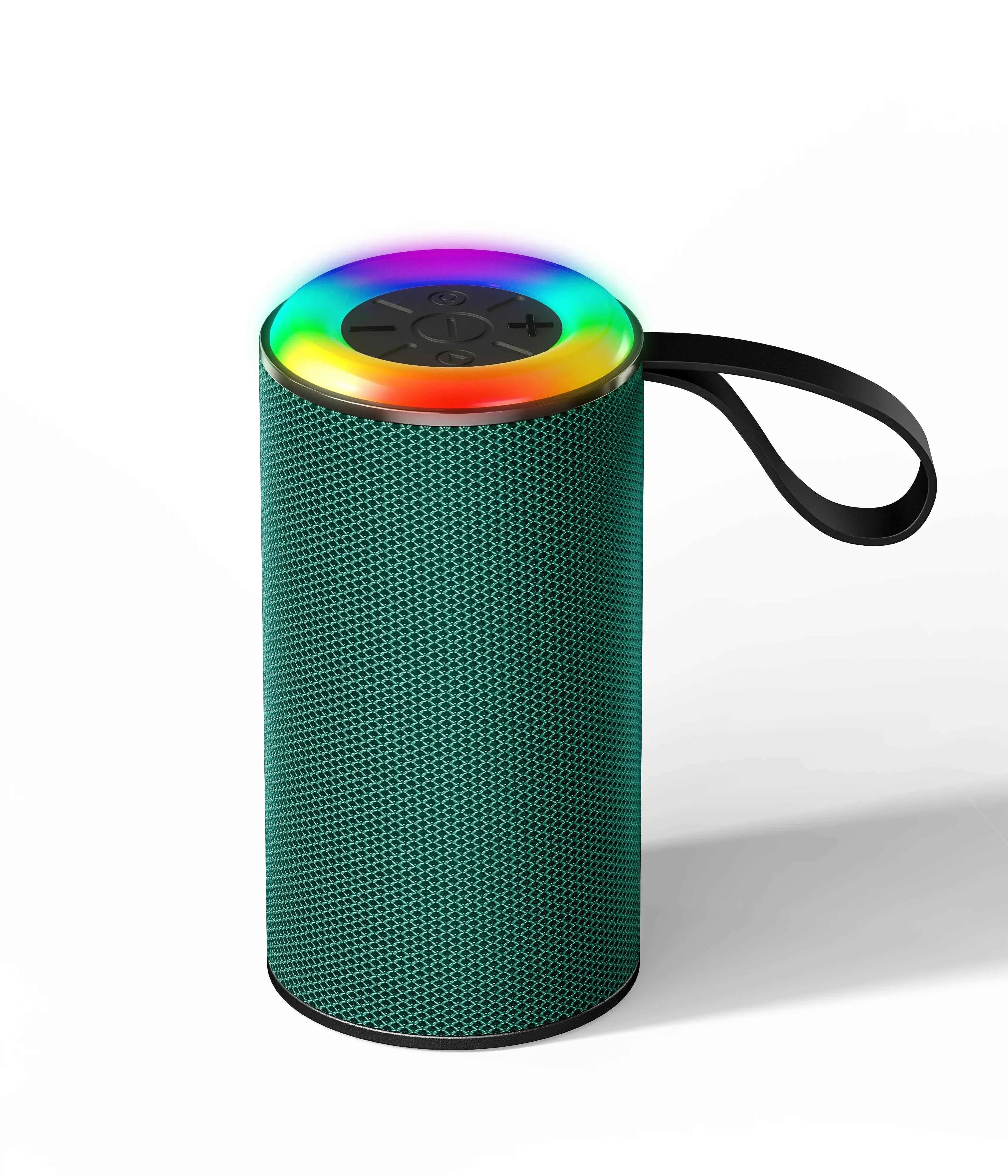 Portable Bluetooth Speaker with RGB LED and Deep Bass Subwoofer Green My Store