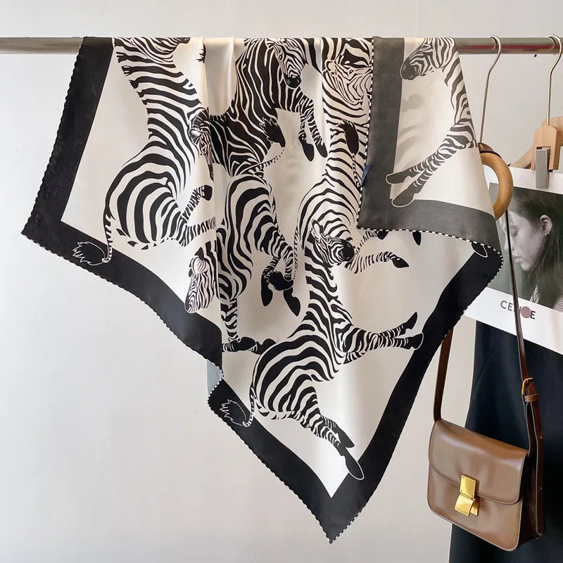 Women Italian 100% Real Mulberry Silk Scarf 90*90cm Silk Mulberry Shawl Fashion Print Headscarves Neck Scarves