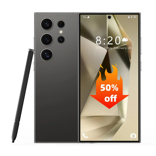 Black 7.3-inch 5G Android smartphone with stylus, front display and rear quad cameras