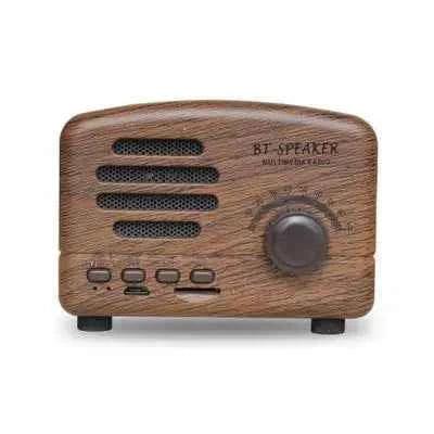 Portable Bluetooth Speaker - Retro Walnut Wood Design - 360 Audio Brown 10*9*8cm My Store
