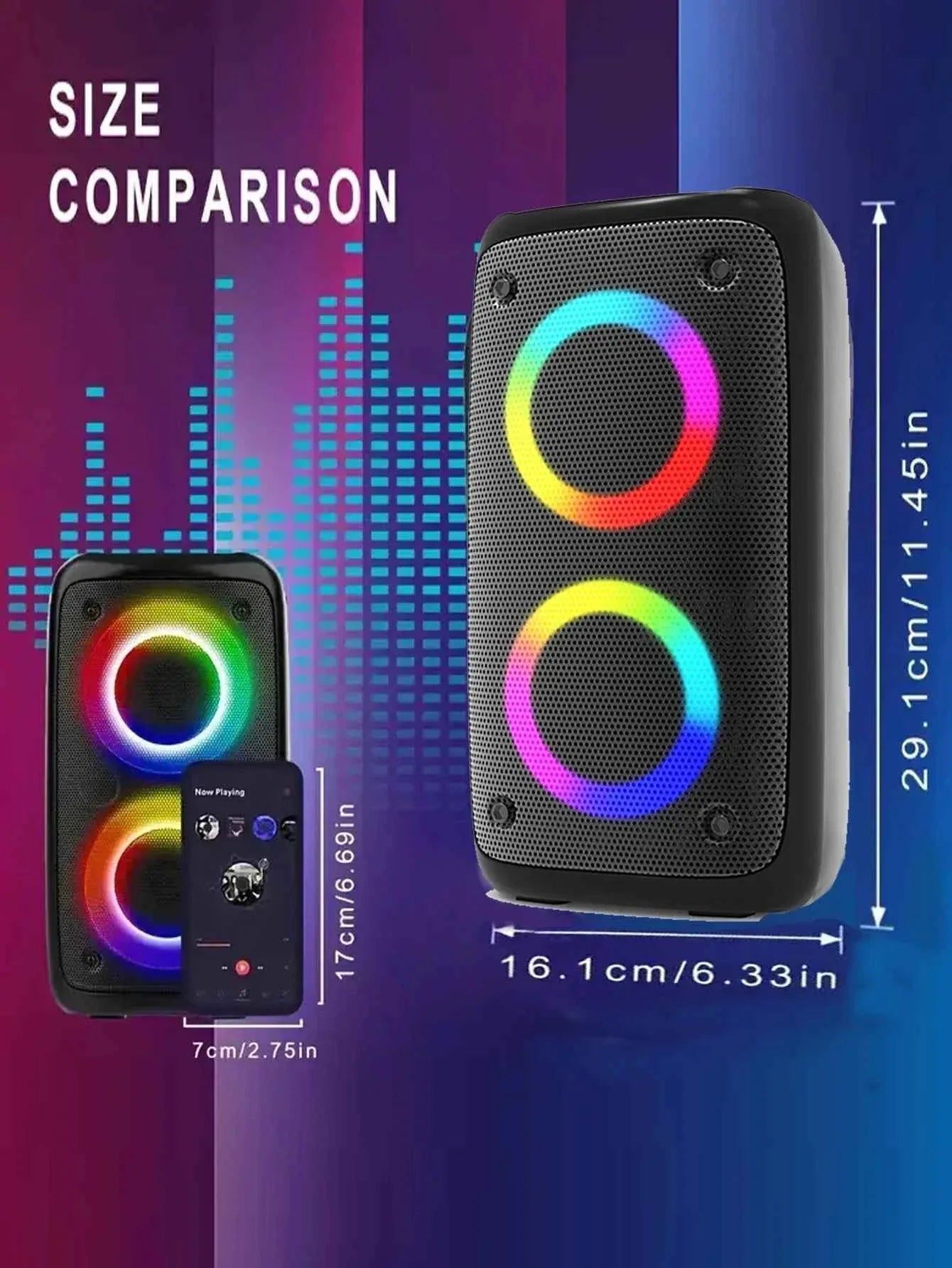 Portable Bluetooth Speaker - Dual 4 Inch Wireless DJ System Black My Store