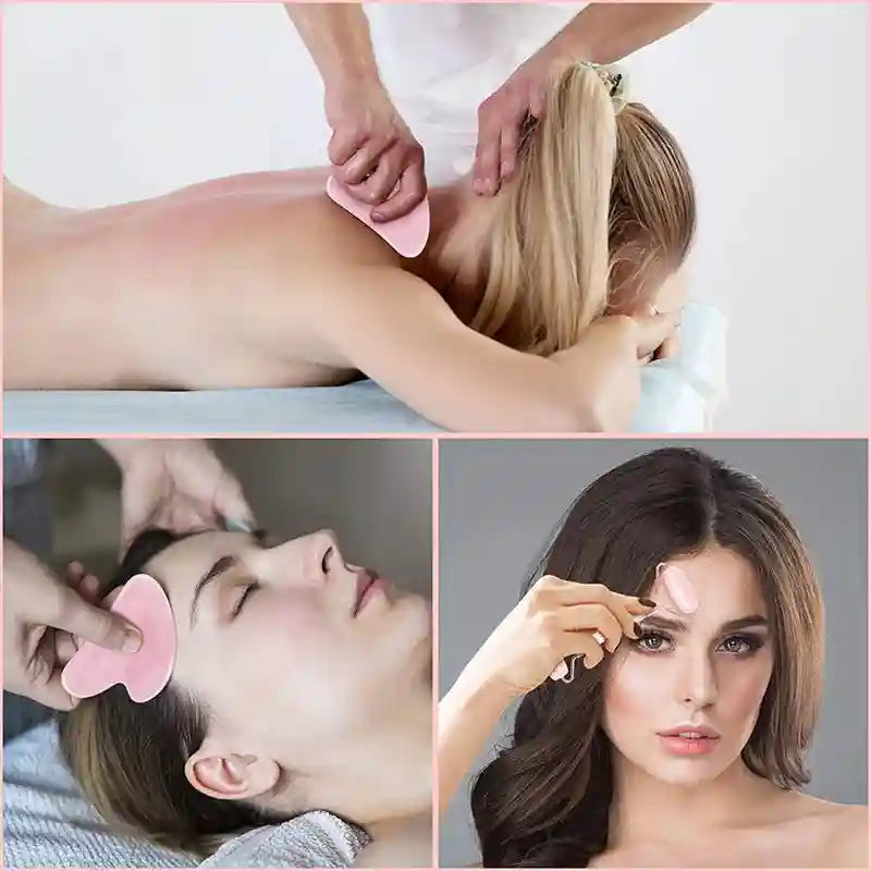 Rose Quartz Face Roller and Gua Sha Set - Premium Facial Massage Tool Massage Roller Tidesmit