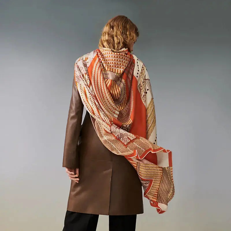 Luxurious Quality 140x140 Large Square Scarf for Women Cashmere Silk Scarf Hand Rolled Designer Band Modest Fashion