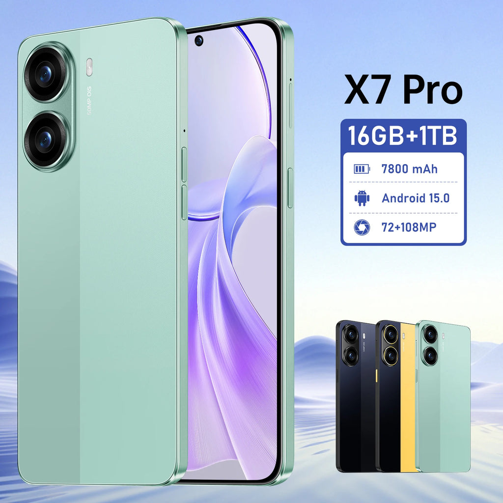2026 Trending X7 Pro Android Smartphone 7800mAh Big Battery 7.3" Display Multi-Language System