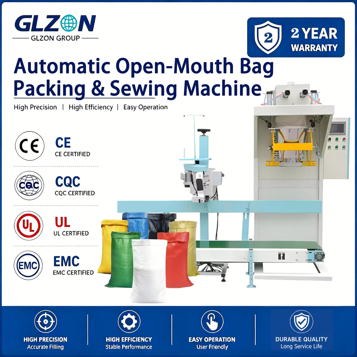 Granule Rice Bag Packing Machine | Automatic Open Mouth Bag Filling Machine | Suger Rice Powder Filling with Sealing System