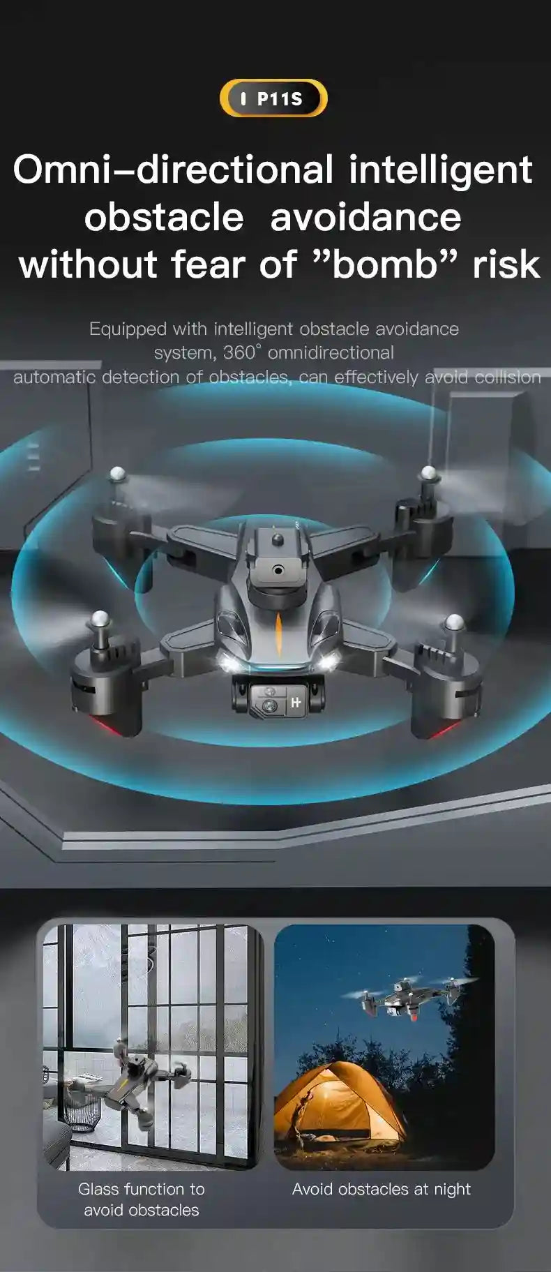 8K Camera Drone with Obstacle Avoidance P11S Foldable GPS Drone Tidesmit