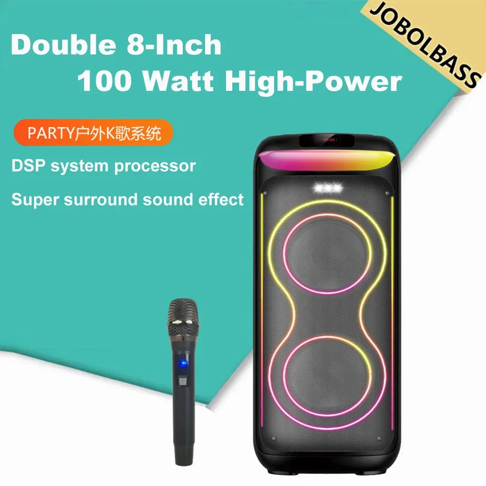 Portable Bluetooth Speaker 100W Dual 8-Inch Bass with Wireless Audio My Store