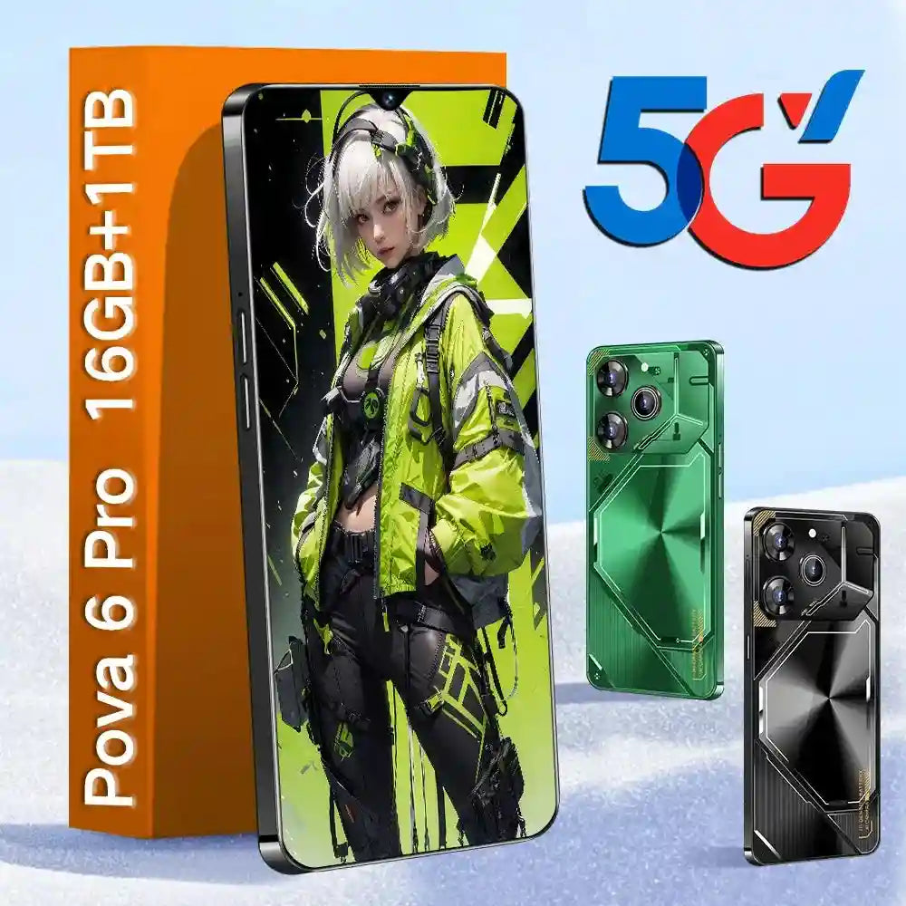Pova 6 Pro 5G Smartphone: 16GB RAM, 1TB Storage - Black, White, Green Tidesmit