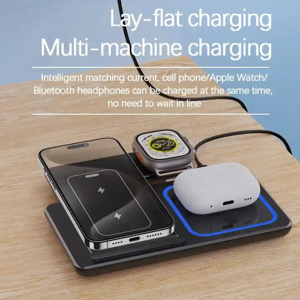 3-in-1 Foldable Wireless Charging Stand 15W Qi Certified Fast Charger Tidesmit