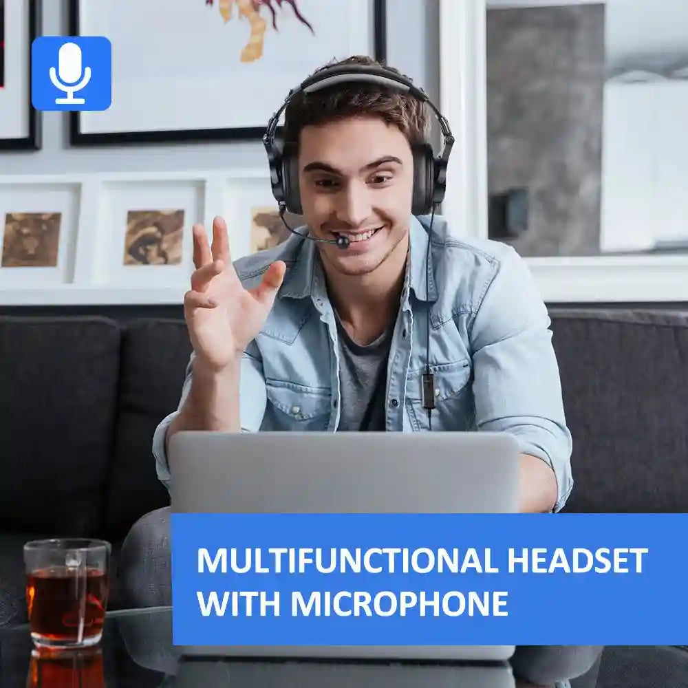 Wired Gaming Headset - Over-Ear with Detachable Mic, Black-Gray Tidesmit