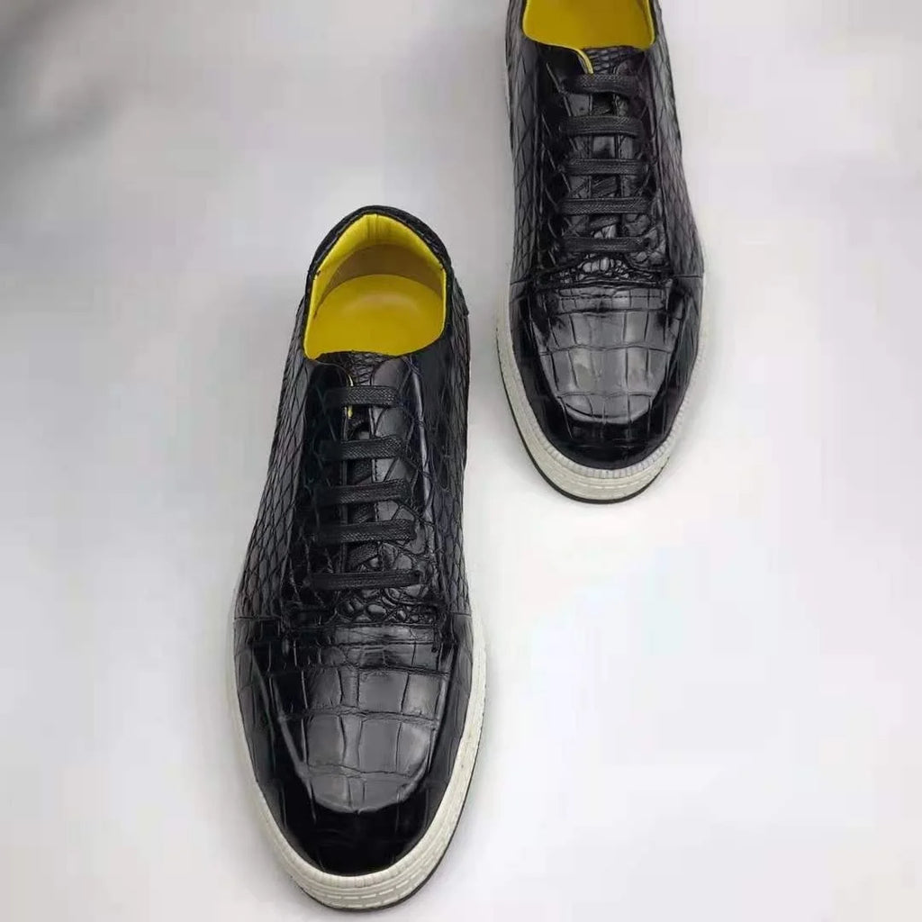 Crocodile Leather New Comfortable China Shoes Men's Sneakers Handmade Ladies Shoes Sneakers Custom Walking Sports Shoes Men