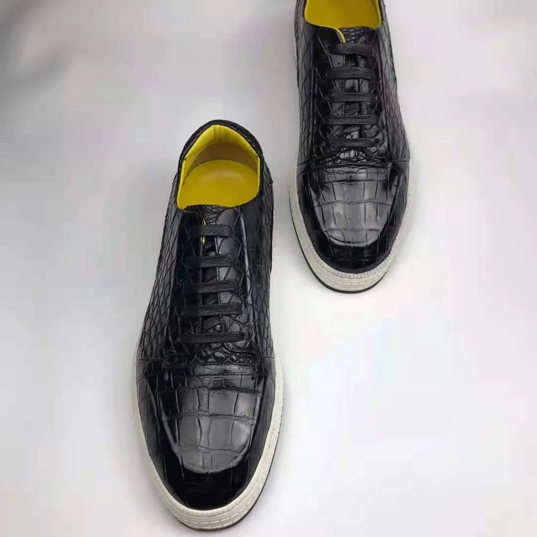 Crocodile Leather New Comfortable China Shoes Men's Sneakers Handmade Ladies Shoes Sneakers Custom Walking Sports Shoes Men