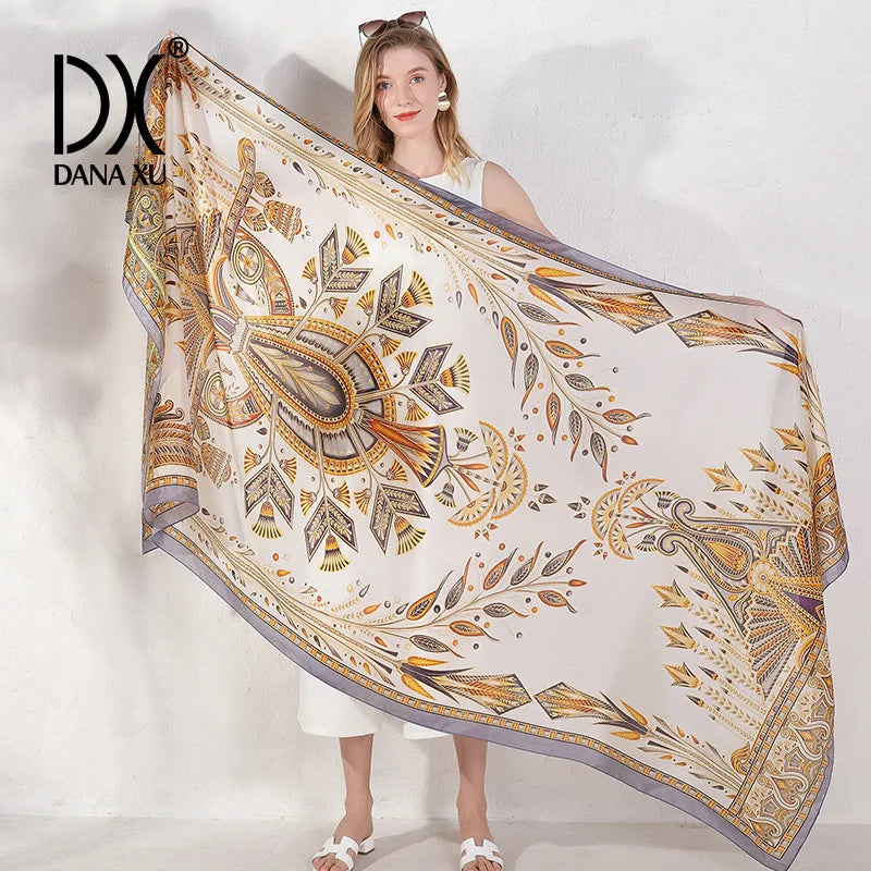 China Luxury Fashion Spring 100% Pure Silk Scarves Lady Multi Color Long Shawl