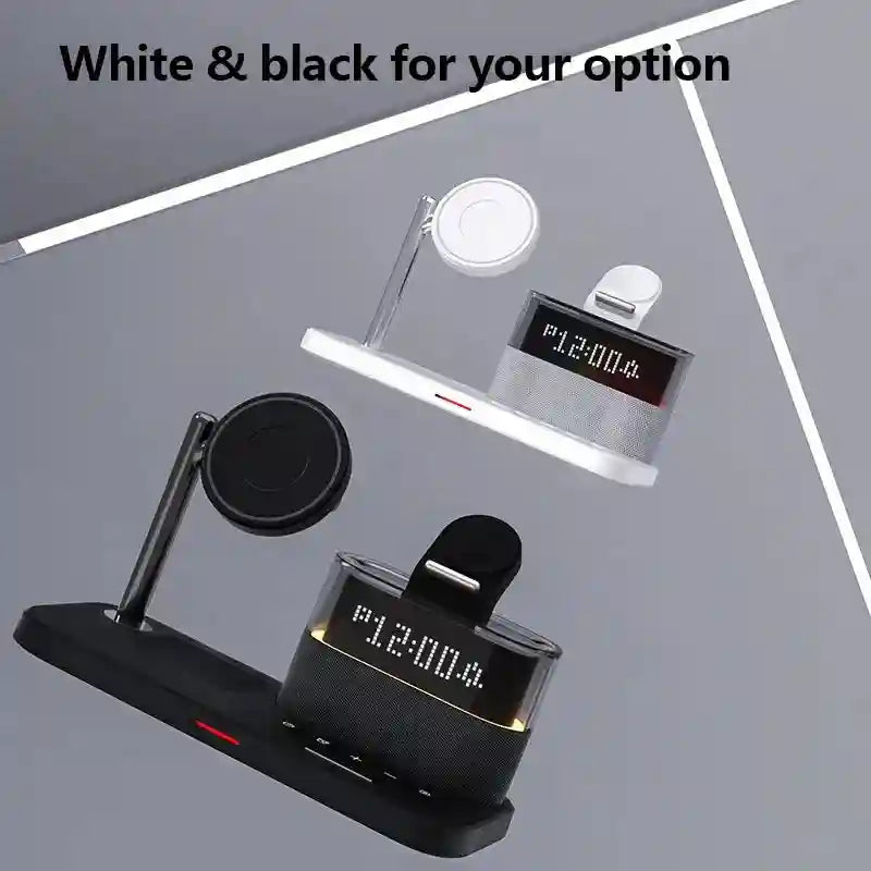 3-in-1 Wireless Charging Station with RGB Alarm Clock - Qi Certified Tidesmit