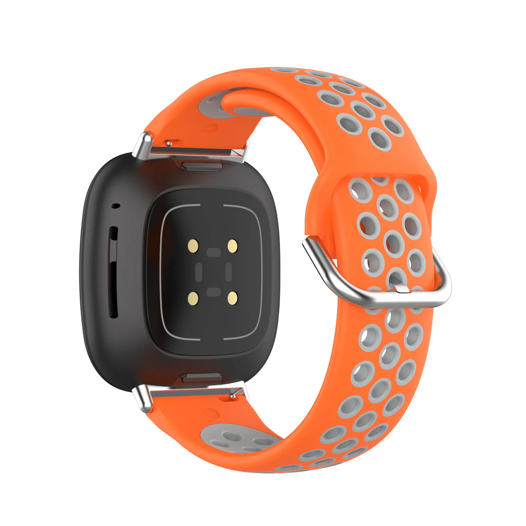 Tidesmit colorful soft silicone sport strap for Fitbit Versa 3 and Sense showing textured detail and secure clasp.