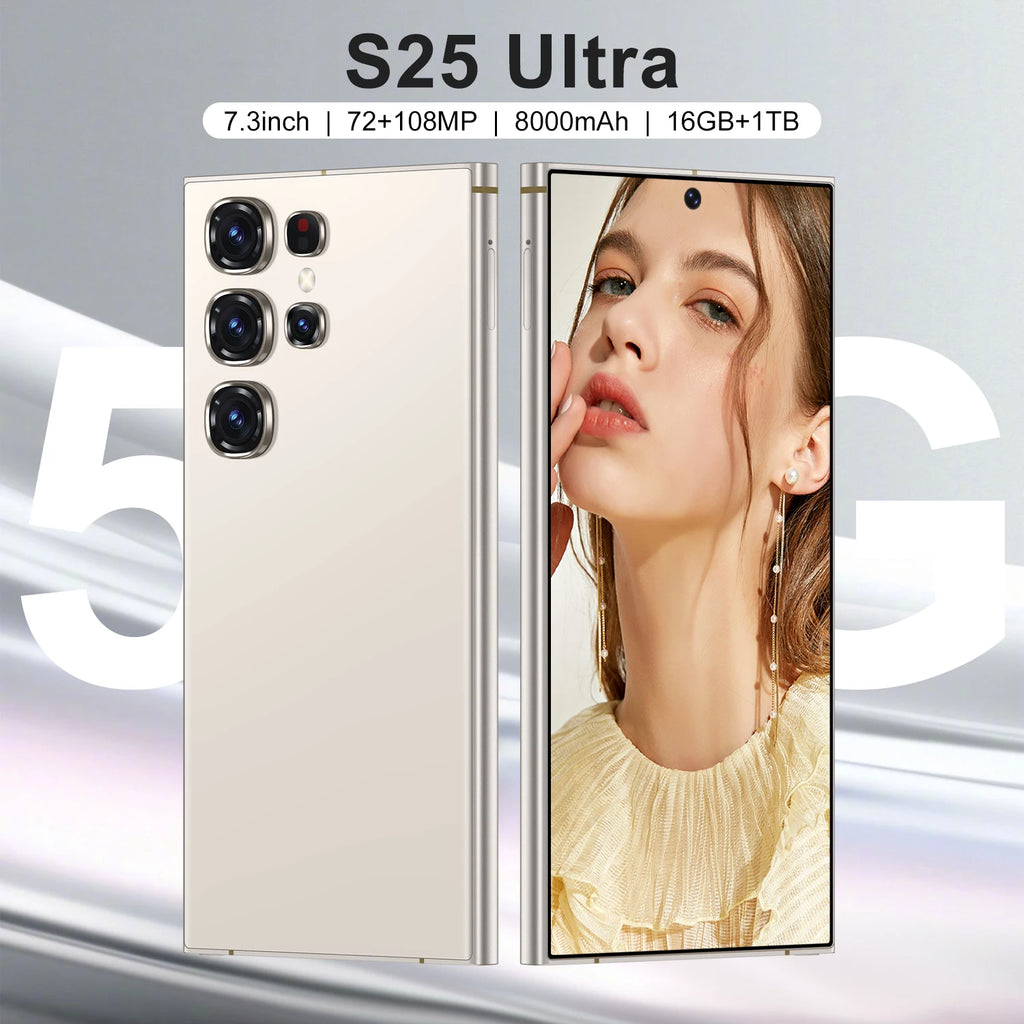 2025 Best Selling S25 Ultra 7.3 Inch Smartphone Octa Core 72+108MP HD LED Smart Gaming Global Version French Spanish English