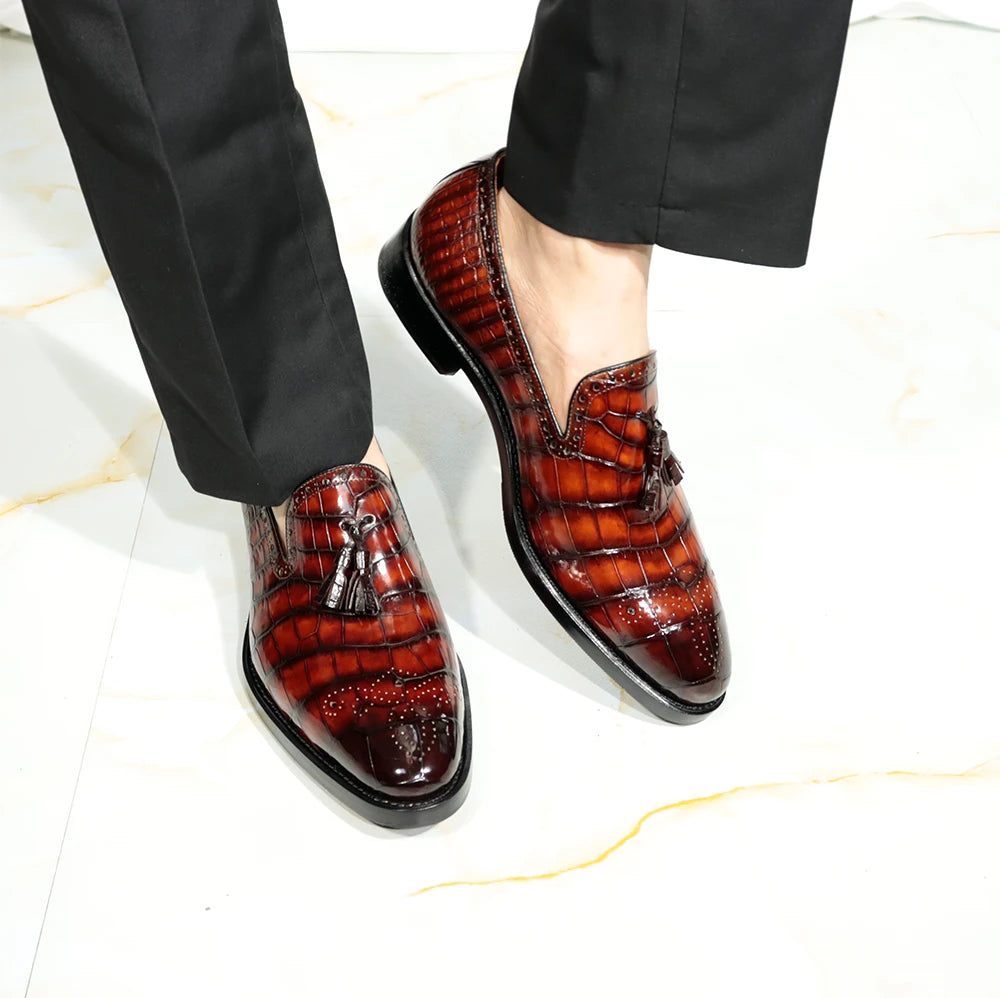 Goodyear Welt Crocodile Leather Loafers Men Party Shoes Male Luxury Alligator Dress Shoes for Men Business Shoes Men