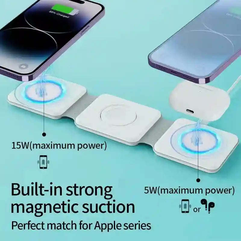 3-in-1 Wireless Charging Pad - Fast Foldable Qi Certified Station Tidesmit