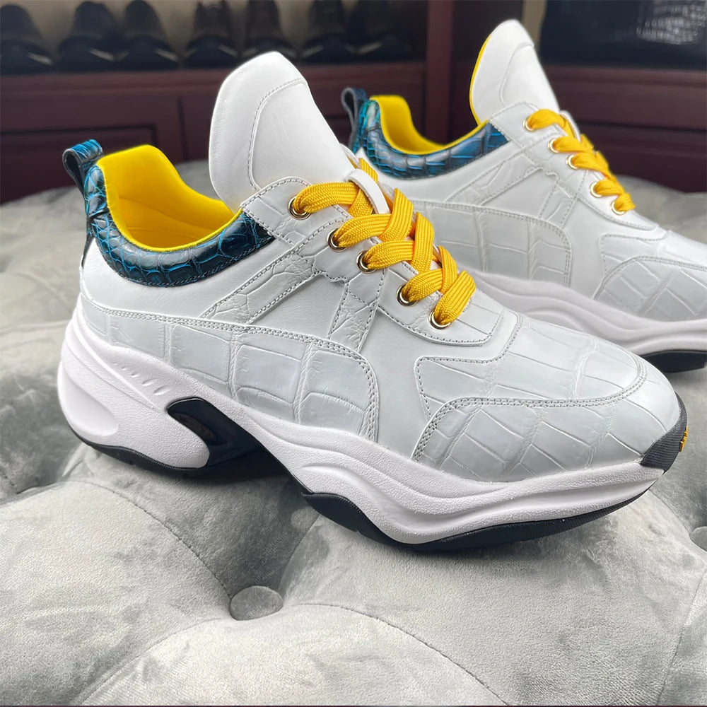 Trendy Crocodile Skin Men's Sport Shoes Luxury Sneakers Anti-slip Walking Style Fashion Sneakers Casual Shoes for Men