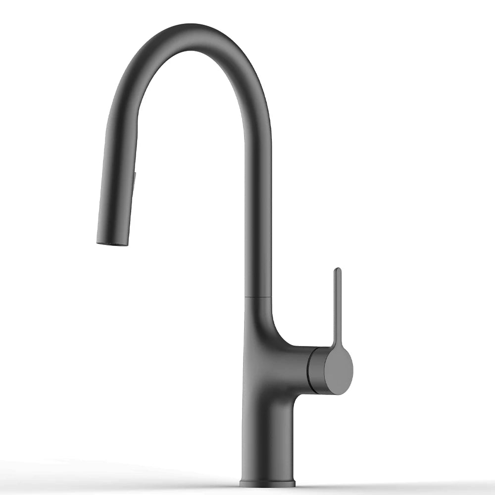 Bagnolux Titanium Black Brushed Deck Mounted Kitchen Faucet Two Function Single Handle Pull Out Mixer Hot and Cold Water Taps