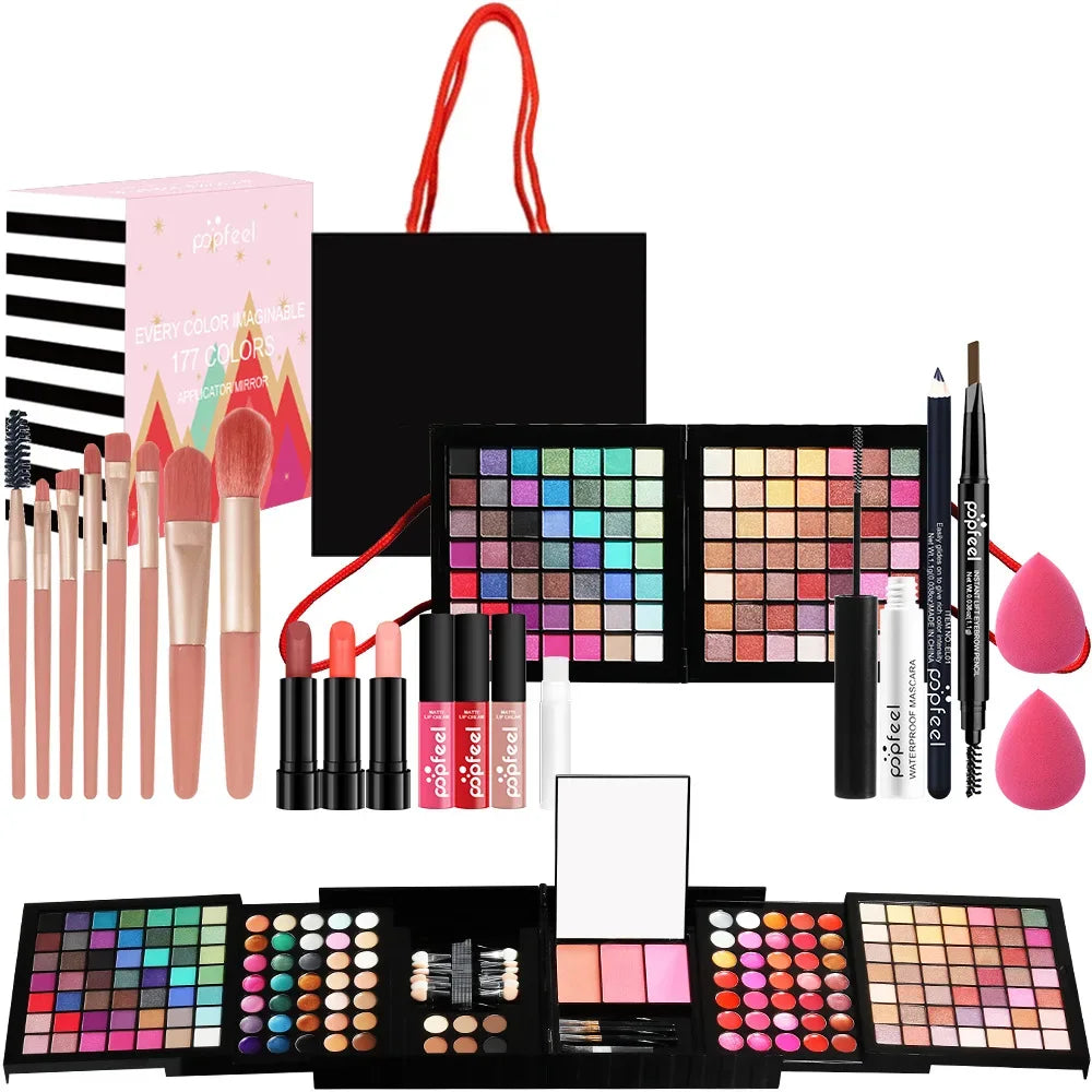 Professional Makeup Kit: 177 Color Eyeshadow Palette Set (BOX006A) Professional Makeup Kits Tidesmit