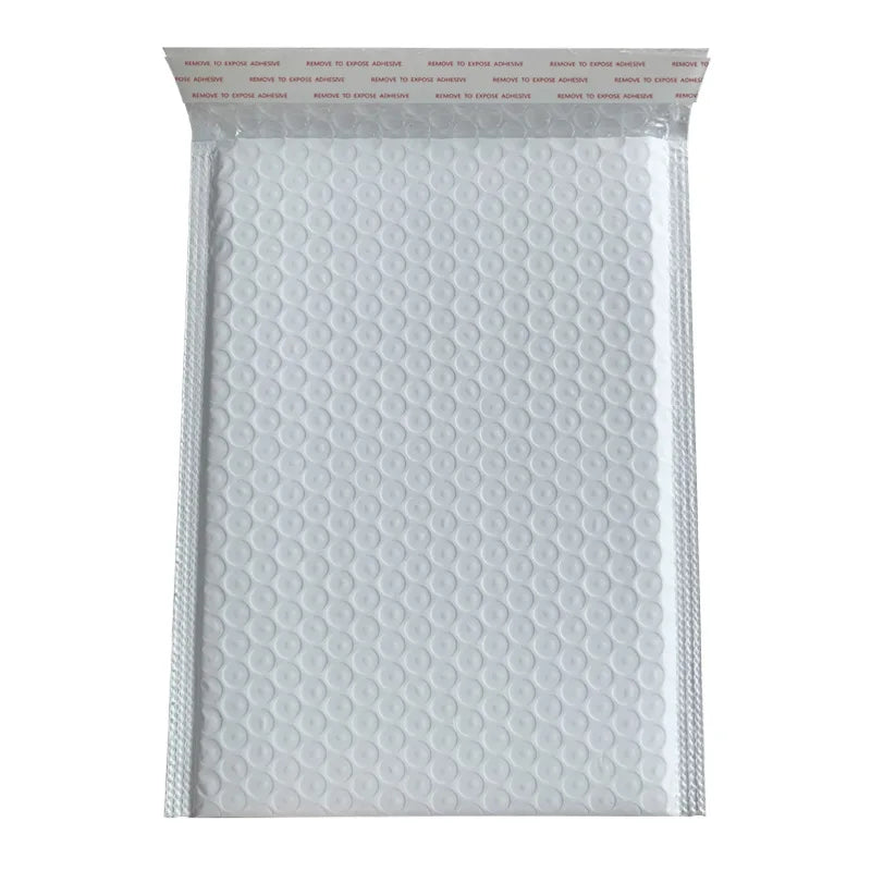 Matte white padded waterproof poly bubble mailer envelope bag with bubble-texture front