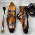 Latest Handmade Formal Shoes for Men Custom Logo Crocodile Leather Office Shoes Monk Strap Luxury Party Wear Dress Shoes Men