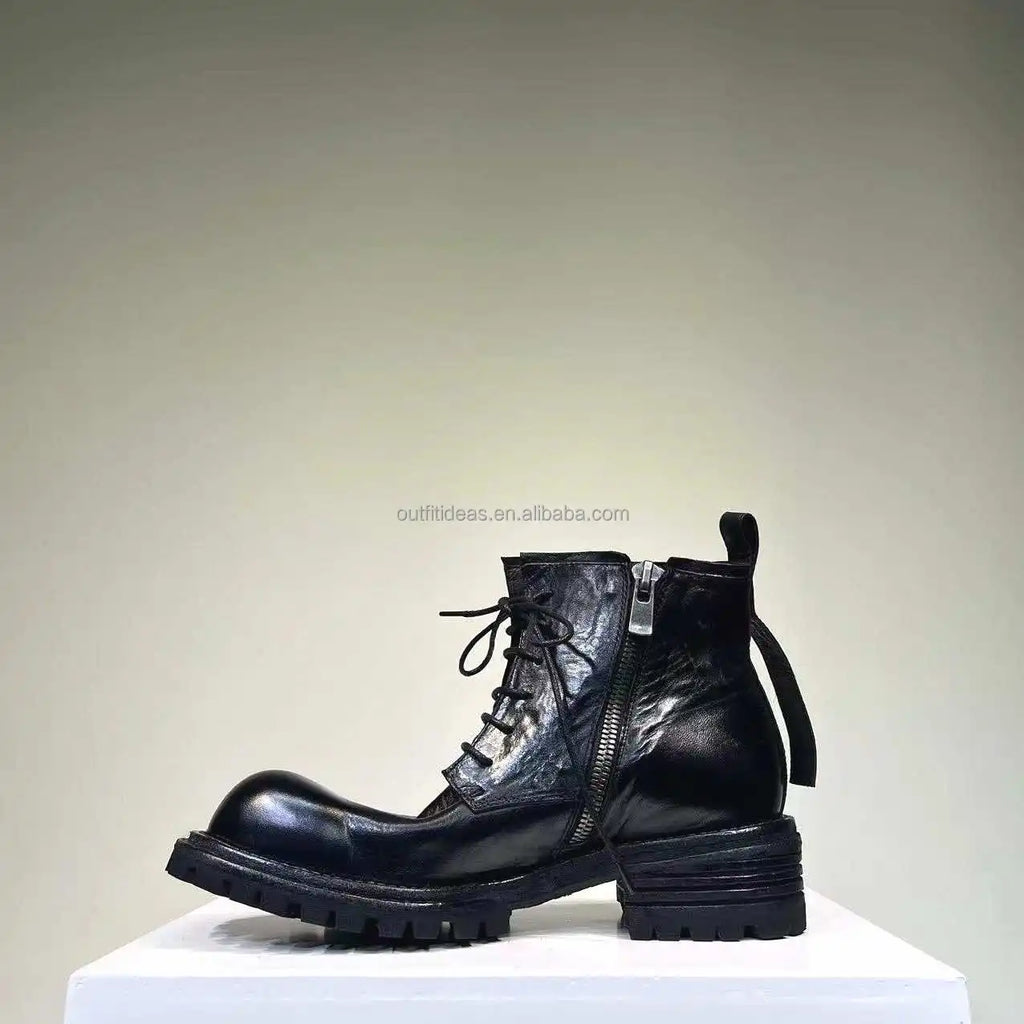 Exaggerated Toe Top Quality High-top Lace-up Men Martin Boots Leather Dress Shoes Oxfords Derby Shoe for Men Dress Shoes Oxfords