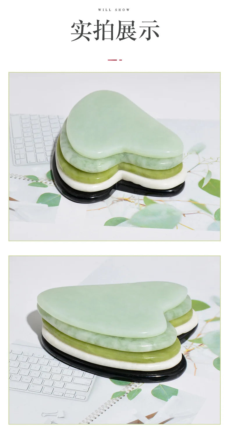 Jade Gua Sha Heart Massage Stone | Tidesmit Premium Facial Tool Back Massage Instrument Tidesmit