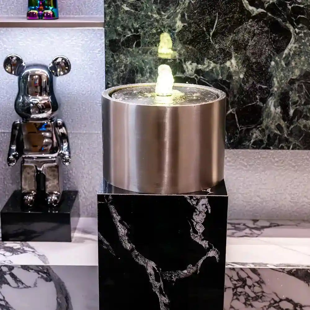 Waterfall Fountain with LED Lights - Smart Silver 30cm - Tidesmit Tidesmit