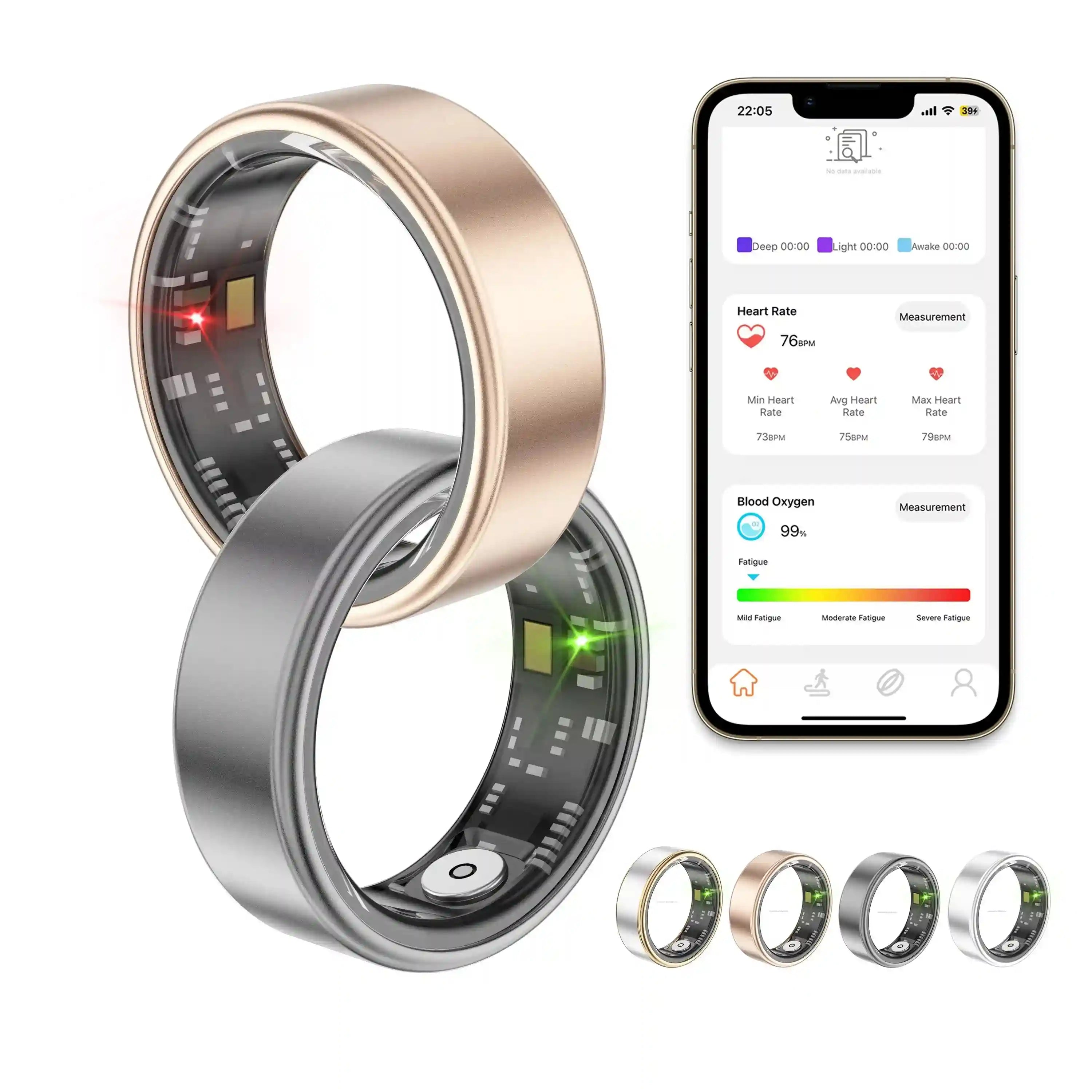 Tidesmit Smart Health Ring SR06 - Fitness Tracker with Biometric Sensor Tidesmit
