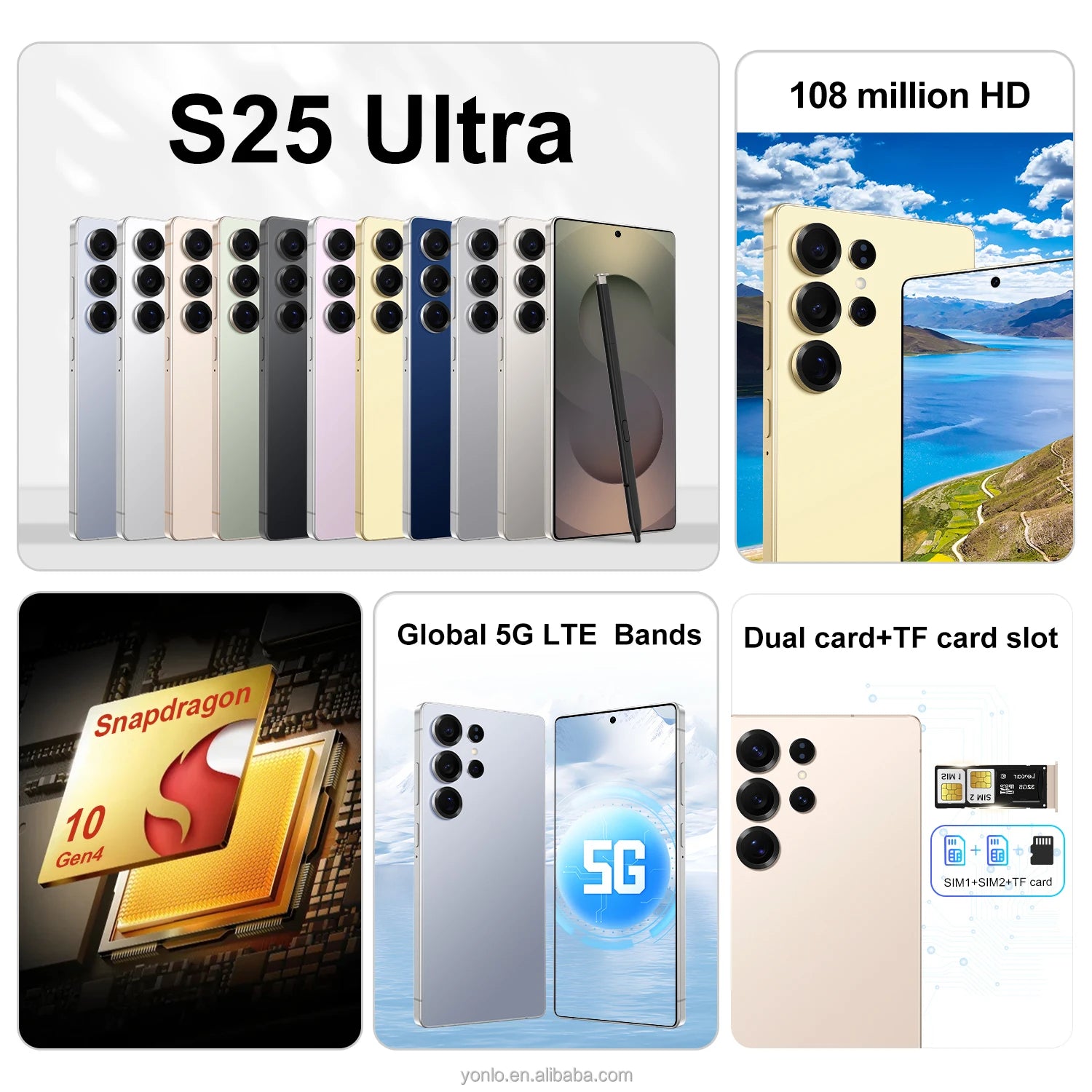 S26 Ultra 5G smartphone with 7.3 inch screen 16GB RAM and 1TB storage showing side profile gallery view