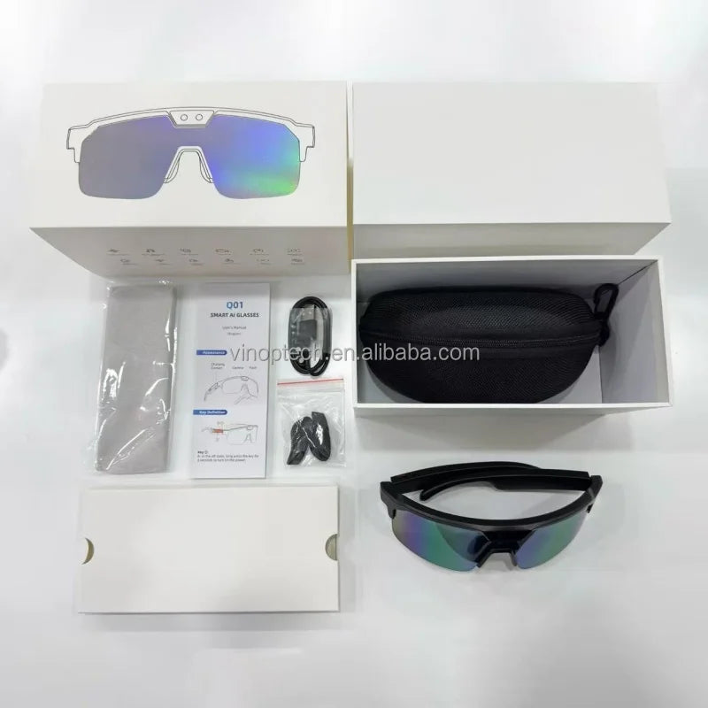 High Quality Q01 AI Smart Glasses with Camera 1080P Video Sunglasses Wholesale Quanzhi V821 Chip CE RoHS Certified Eyewear