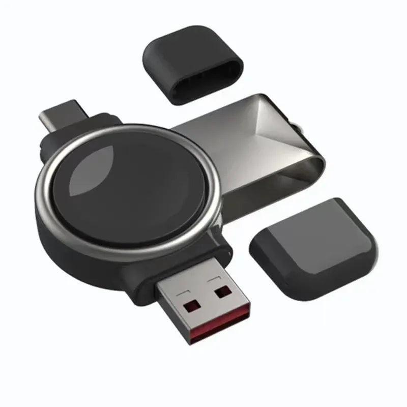 Portable Magnetic Keychain Charger for Apple Watch - USB-C Fast Charging Black Tidesmit