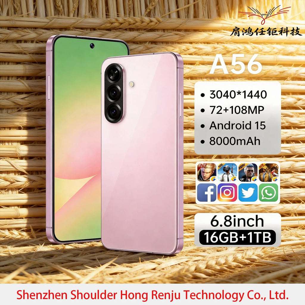 A56 5G smartphone with 16GB RAM 1TB storage Android 15 big screen dual SIM fast charging mobile phone
