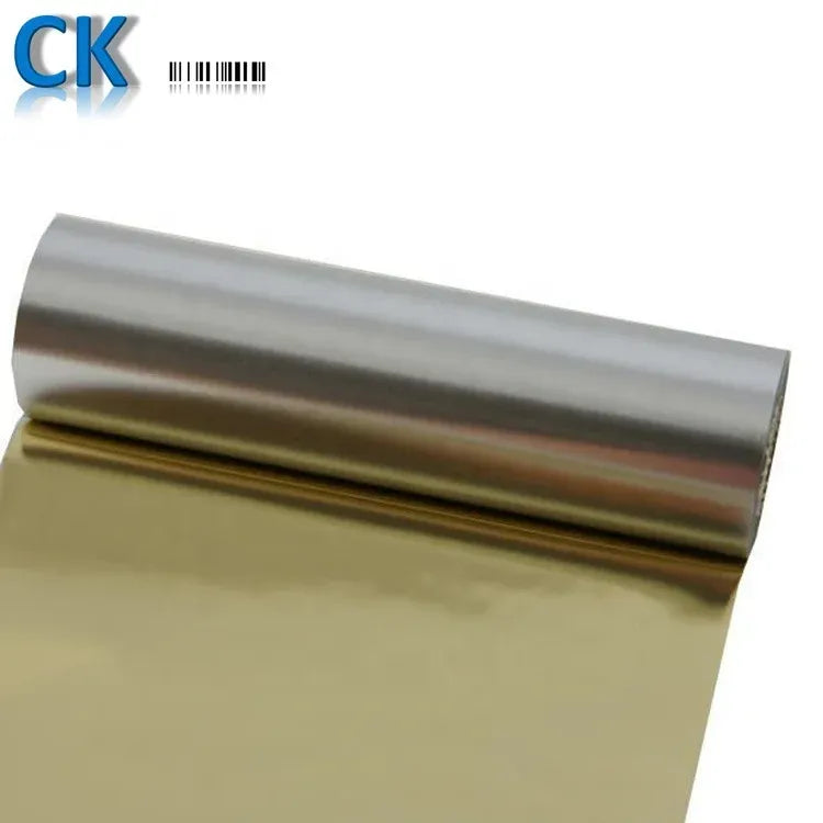 Gold wax ribbon material roll with reflective metallic finish for thermal transfer