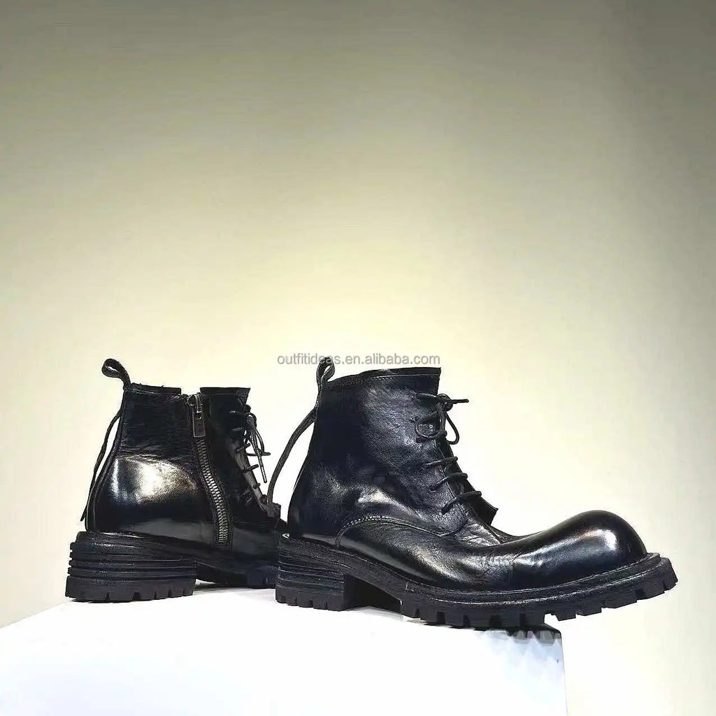 Exaggerated Toe Top Quality High-top Lace-up Men Martin Boots Leather Dress Shoes Oxfords Derby Shoe for Men Dress Shoes Oxfords