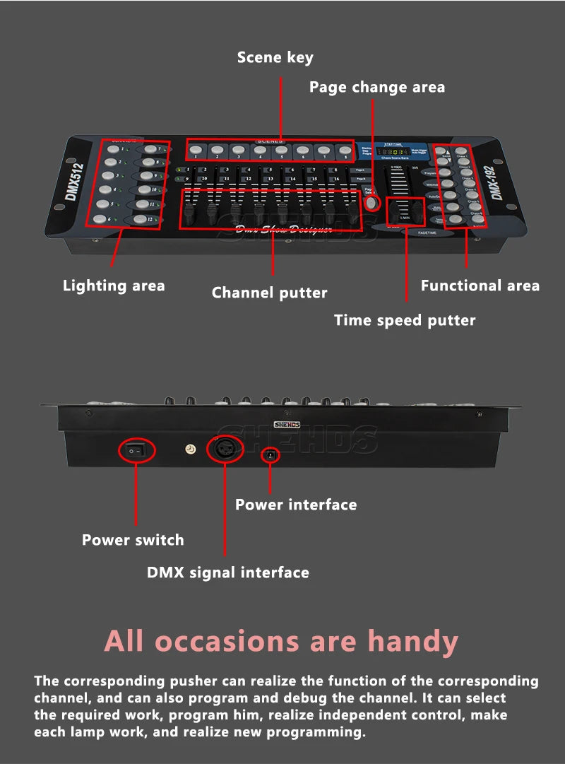 DMX512 Stage Light DMX Controller Console DMX 192 Controller for  Led Par Moving Head Stage Party DJ Light DMX Disco Equipment