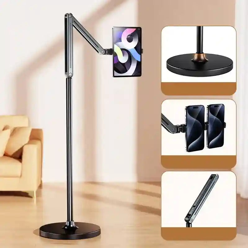 Adjustable Floor Phone Stand 360-Degree Rotating Metal Holder Tidesmit