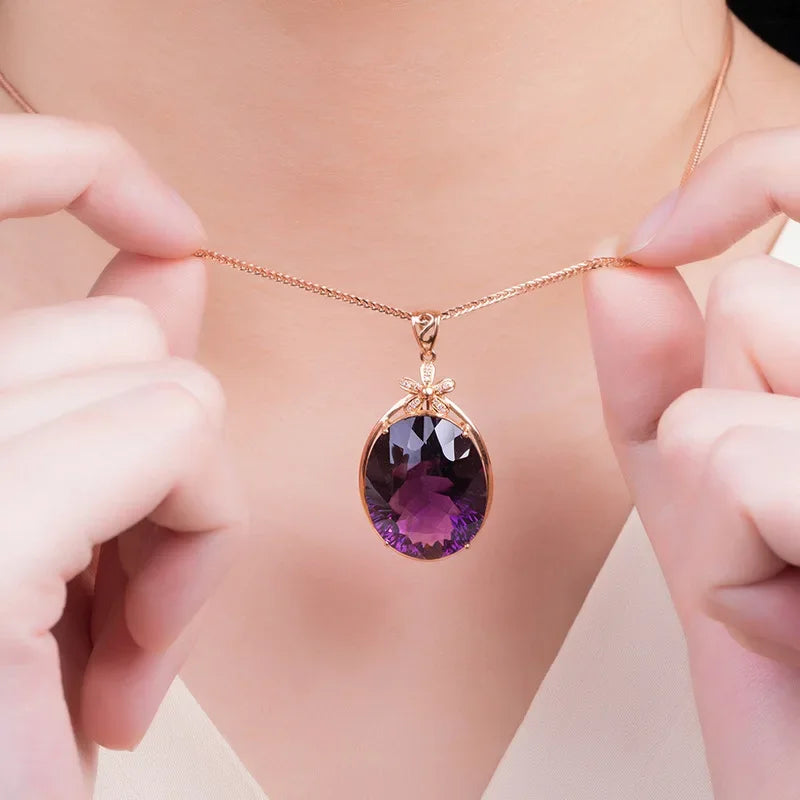 Natural Purple Amethyst Quartz Faceted Heart Bead Pendant Tungsten 20x15mm Trendy Jewelry Healing Necklace AAAAAA