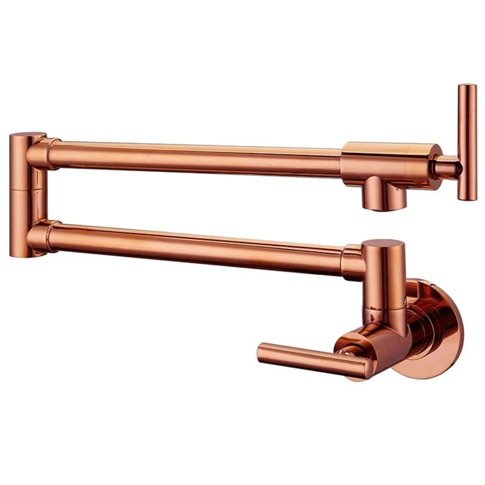 Brushed Nickel Kitchen Faucet Brass Wall Mounted Pot Filler Swivel Folding Retractable Rotary Stretch Kitchen Tap