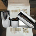 Shiny gold resin wax barcode printer ribbon roll set with barcode labels