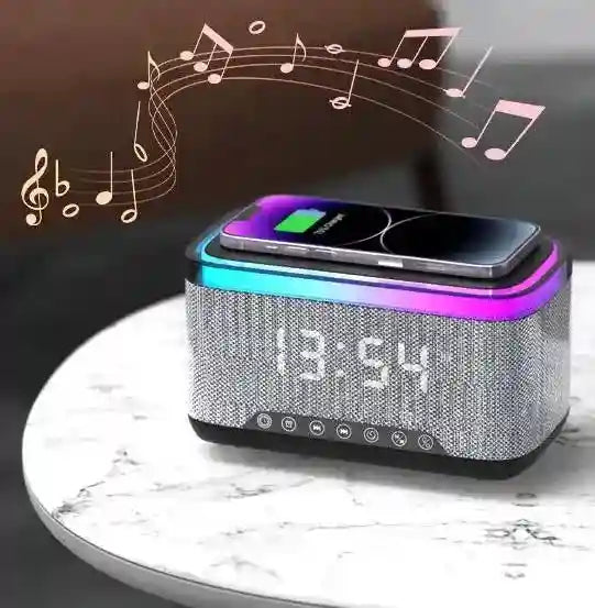 Wireless Charger Alarm Clock: Qi Certified RGB Speaker & Fast Charging Tidesmit